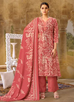 Unstitched Pashmina Winter Suit Dress Material Printed with Embroidery