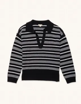 unsubscribed cashmere striped polo sweater