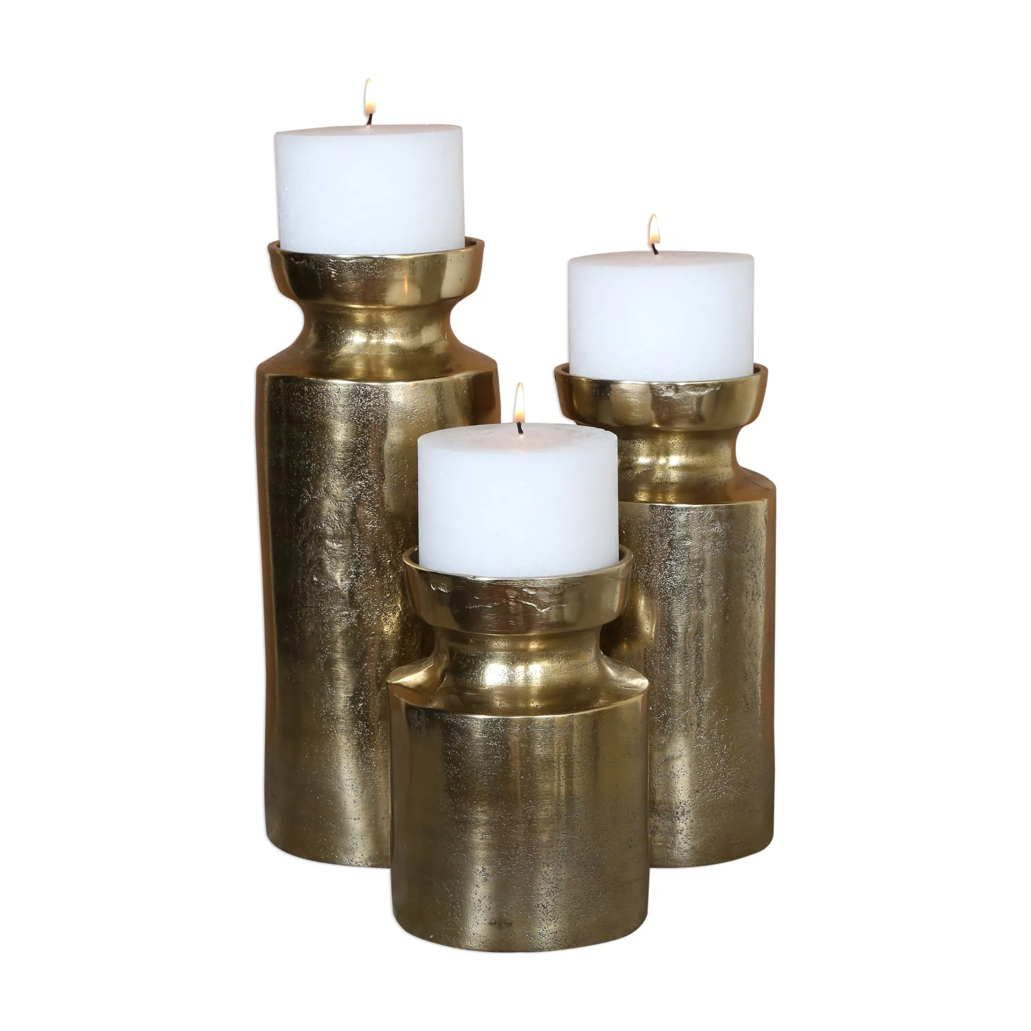 Uttermost Amina Antique Brass Candleholders Set/3