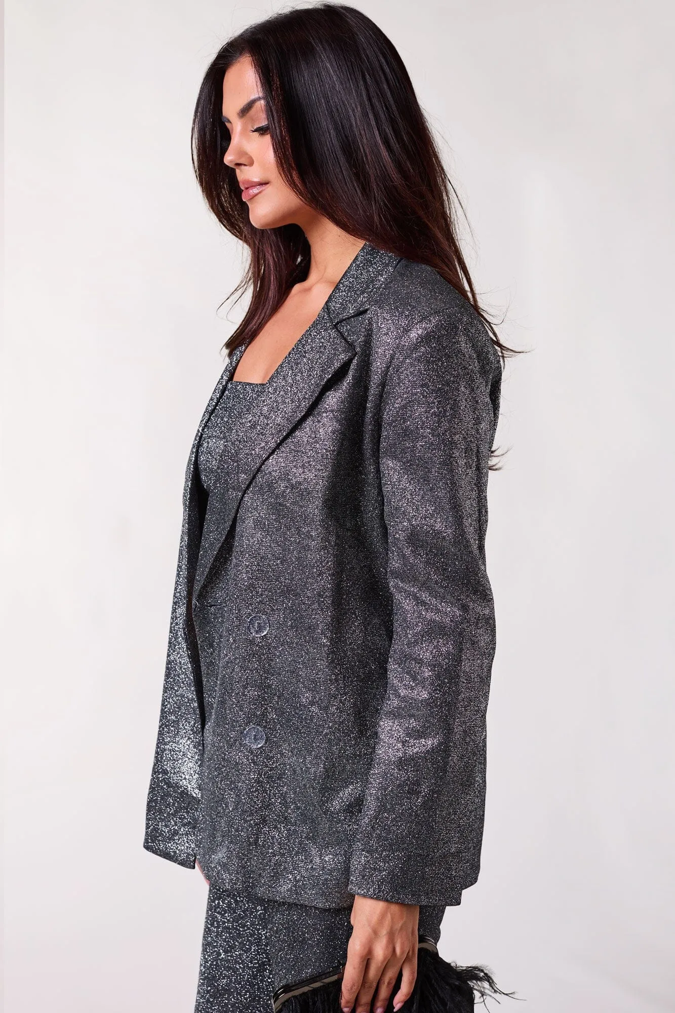 Valentina Charcoal Sparkle Blazer