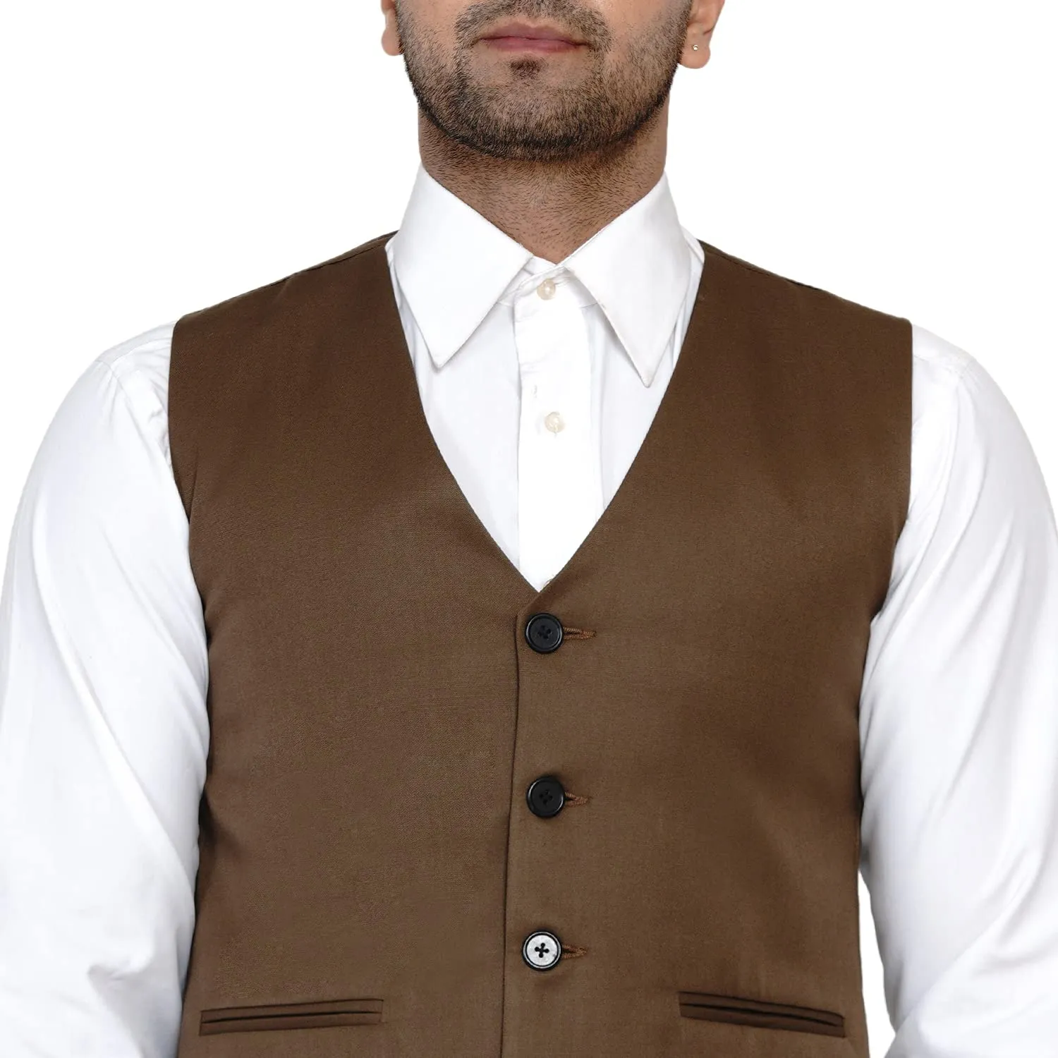 Veera Paridhaan Men's Solid Waistcoat (Brown,Size-40)