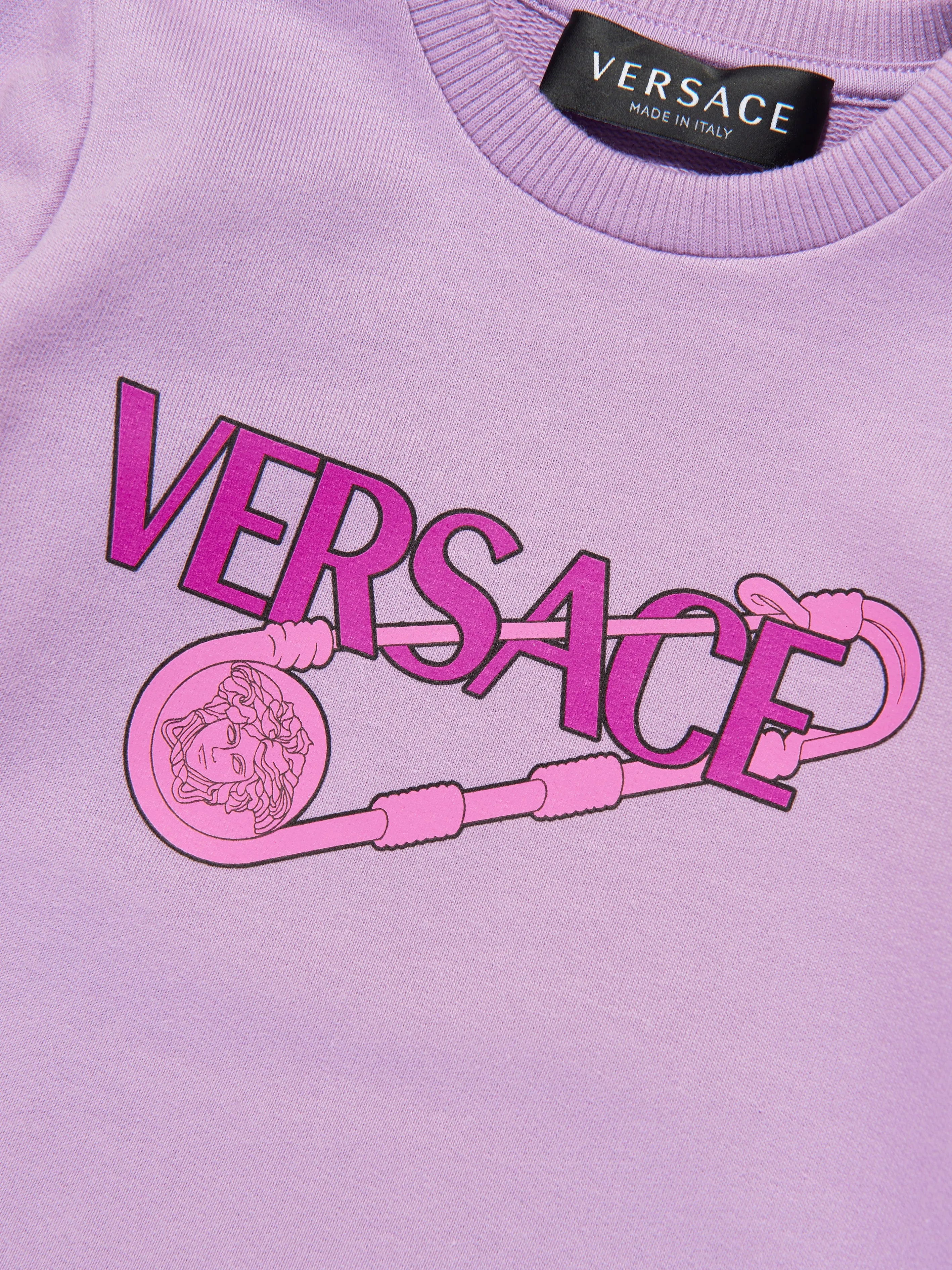 Versace Baby Girls Safety Pin Sweater Dress in Lilac