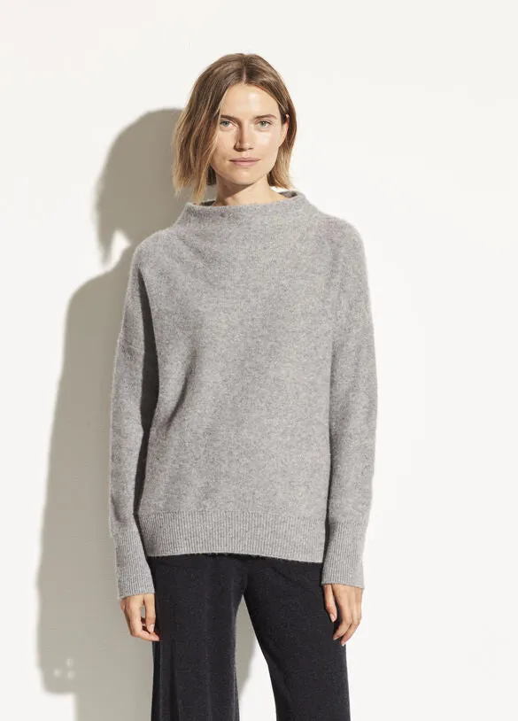 Vince Funnel Neck Cashmere Pullover Heather Grey