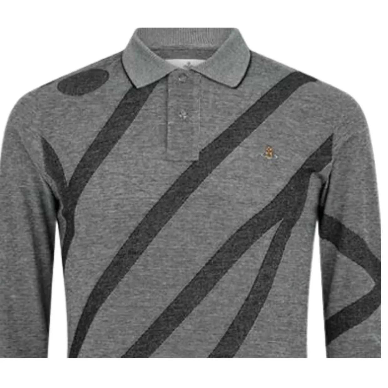 Vivienne Westwood Orb Logo Grey Long Sleeve Polo Shirt