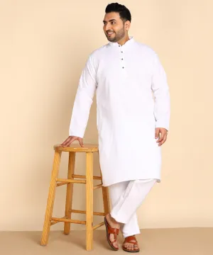 White Straight Raw Silk Kurta Set