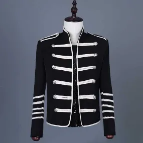 White Striped Shoulder Loop Men Blazer