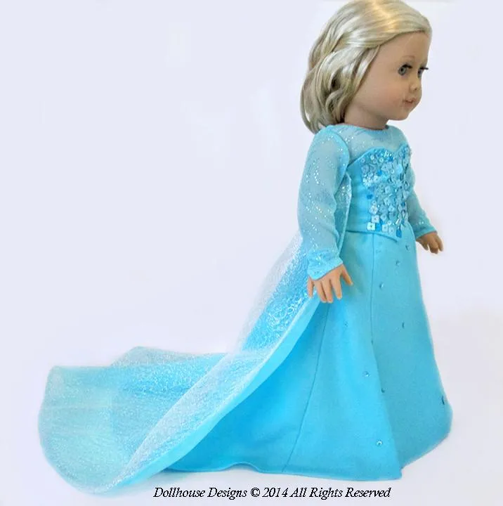 Winter Snow Queen Gown 18" Doll Clothes Pattern