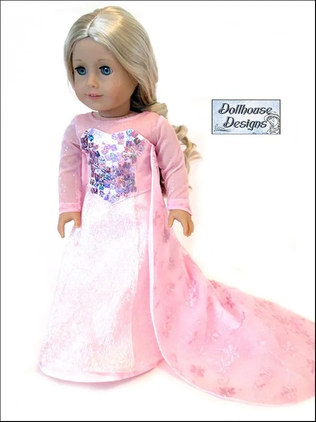 Winter Snow Queen Gown 18" Doll Clothes Pattern