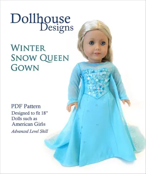 Winter Snow Queen Gown 18" Doll Clothes Pattern