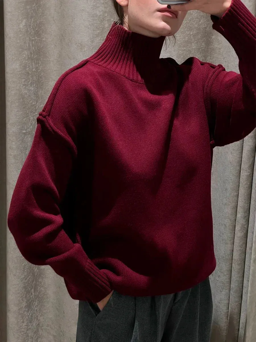 wolf -solid turtleneck knitted sweater