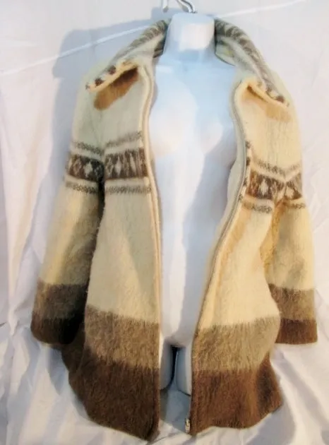 Womens ICEWOOL ICELAND Fair Isles Wool Knit Sweater Cardigan XL ECRU Belt Ethnic