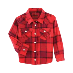 Wrangler Girl's Shirt Plaid Red Long Sleeve Shirt