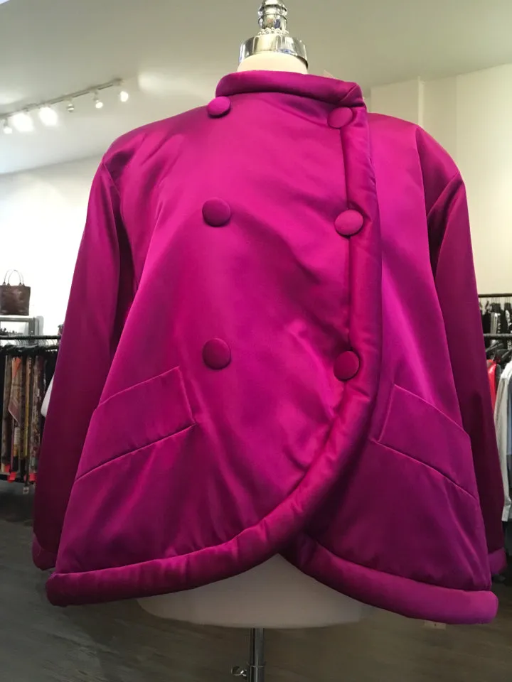 Yves Saint Laurent Size 38 Hot Pink Silk Satin Jacket Vintage - 1178-12-62819