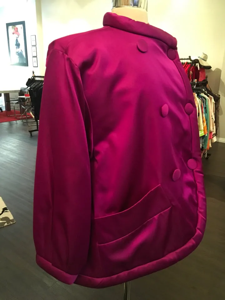 Yves Saint Laurent Size 38 Hot Pink Silk Satin Jacket Vintage - 1178-12-62819