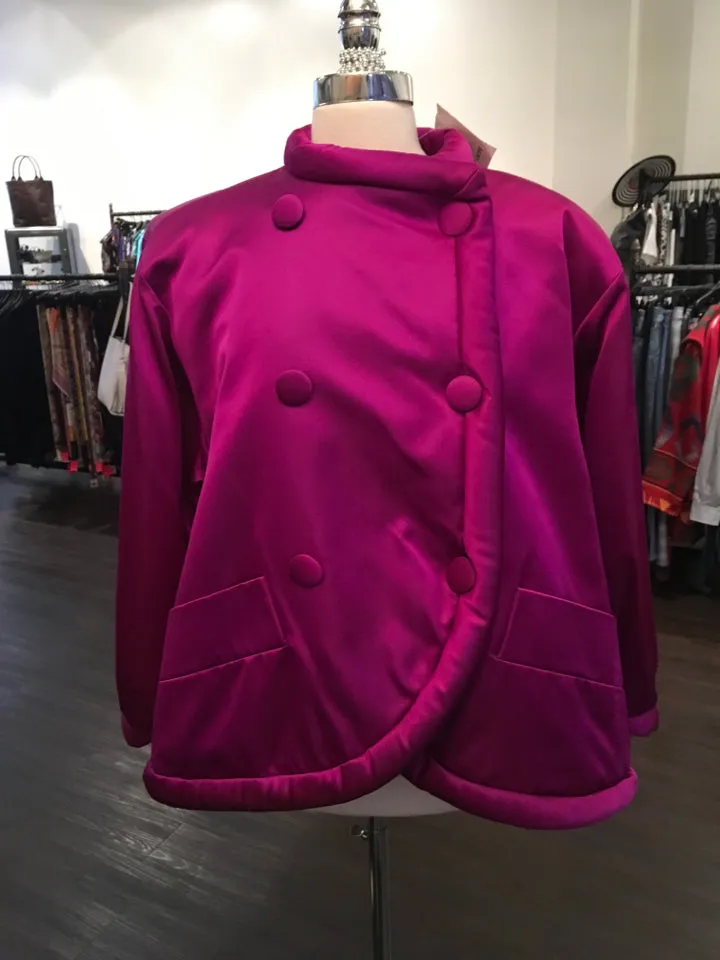 Yves Saint Laurent Size 38 Hot Pink Silk Satin Jacket Vintage - 1178-12-62819